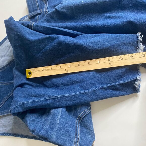 AG ADRIANO GOLDSCHMIED Denim Crop Overalls Women 16W Blue‎ Distressed - Picture 14 of 16